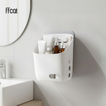 ffcat 壁掛置物架【小款白色】 掛籃 免打孔置物架 浴室收納架 浴室收納 廁所置物, , large