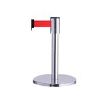 四向伸縮帶欄柱（銀短柱）RS-11S(SR)（200cm）總高57cm 織帶色可換 不銹鋼伸縮圍欄 台灣製造, , large