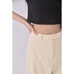 (M) 高腰西裝直筒杏色長褲二手衣, , large