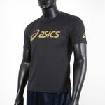 Asics 男女 短袖 T恤 運動 透氣 吸濕 快乾 抗UV 台灣製 延續 黑金 [K31415-90A], , large