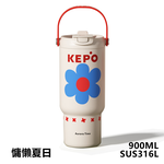 KEPO LQ 900ML KC008 手提雙飲吸管杯 316L不銹鋼內膽 多彩波點, , large