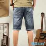 大尺碼-復古 薄款 彈力牛仔短褲-淺藍-0205560, , large