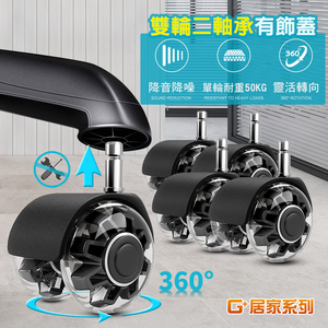 【G+居家】2組辦公椅2吋萬向輪5入組-PU輪(活動腳輪/電腦椅輪子/靜音輪/萬向輪/直插式)