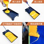 台灣現貨！油漆工具組合 居家DIY 多種組合 滾筒油漆刷 長毛木柄油漆刷 養生膠帶遮蔽膜 合紙遮蔽膠帶, , large