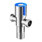 Blue faucet with one inlet and two outlets, 180-degree water-saving valve, , large