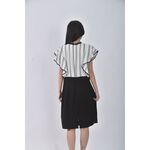 (L) fine illusion質感拼接黑色洋裝二手衣, , large