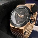 [星晴錶業]MASERATI手錶,42mm,R8853108009黑色錶面玫瑰金錶殼玫瑰金色米蘭錶帶款, , large
