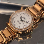 [星晴錶業]COACH手錶,24mm,CH00060白色錶面玫瑰金錶殼玫瑰金色精鋼錶帶款, , large