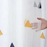 Ready-Made Sheer Curtains – Set of 2 Panels – "Triangular Rice Ball" Embroidered Design – Width 100cm, Height 163/208/238cm – Made in Taiwan – Kids’ Room – Machine Washable, , large