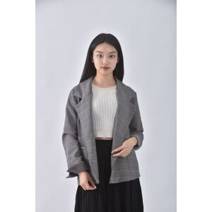 (S) miss ff質感格紋灰色外套二手衣