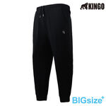 KINGO-大尺碼-鬆緊抽繩  涼感 束口褲-黑-513308, , large