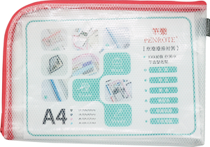 【PENROTE 筆樂】A4 EVA L型環保網格收納袋 粉