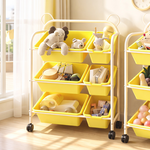 【AOTTO】小熊三層附輪置物玩具收納架(AS-063), , large