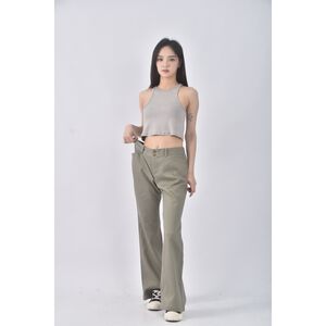 (XL) la chambre dine丹寧牛仔質感棉質綠色長褲二手衣