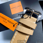 [星晴錶業]GiorgioFedon1919手錶,46mm,GF00121黑色雙面機械鏤空錶面銀錶殼咖啡色真皮皮革錶帶款, , large