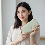 Ribboné 柔霧翻蓋零錢長夾-橘褐色  女夾 人氣女用皮夾 情人節禮物, , large