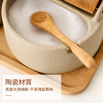 【上手家居】陶瓷竹木蓋調味罐 2罐組 2罐+2勺+底座(調味料罐/鹽罐/調料罐/調味盒), , large
