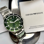 [星晴錶業]ARMANI手錶,42mm,AR00011墨綠色錶面銀綠色錶殼銀色精鋼錶帶款, , large