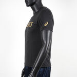 Asics 男女 短袖 T恤 運動 透氣 吸濕 快乾 抗UV 台灣製 延續 黑金 [K31415-90A], , large