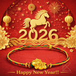 【TLH】黃金墜編織手繩 純金999 HORSE發生 約重0.08錢&plusmn;0.02 (馬年 過年 送禮), , large