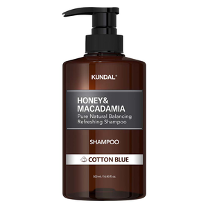 [巨林生化科技]【KUNDAL昆黛爾】HONEY&MACADAMIA Pure Natural Balancing Refreshing Shampoo 500ml(COTTON BLUE)