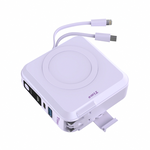 【Timo】五合一自帶線磁吸行動電源 10000mAh - PD/QC快充｜無線充電｜萬用充 | Wh標示 - 薰衣草紫, , large