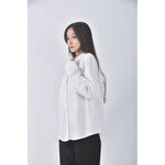 (M) net質感棉質純棉白色長袖上衣二手衣, , large