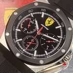 [星晴錶業]FERRARI手錶,42mm,FE00043黑色錶面銀錶殼深黑色矽膠錶帶款, , large