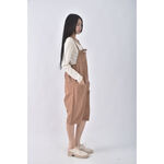 (F) leng leng高腰吊帶口袋棕色連身裝二手衣, , large