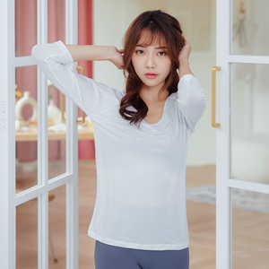 【NEONER】Ultra-Light Cooling 3/4 Sleeve Top – White (Slim Fit, Stretchy)