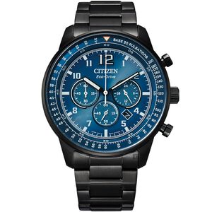 CITIZEN 星辰 光動能紳士計時手錶-黑x藍 CA4505-80L 【情人節推薦款】