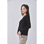 (XL) 質感造型領口黑色長袖上衣二手衣, , large