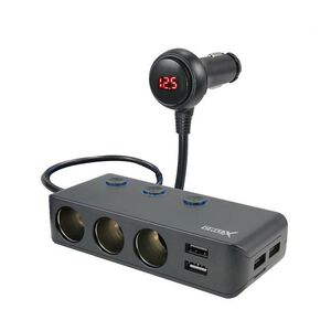 CRUX 酷架 3孔多功能智慧快充汽車充電器(4埠USB 6.8A)