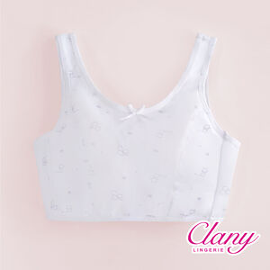 可蘭霓Clany 小貓咪冰礦涼感無鋼圈少女S-Q/2XL 學生內衣 成長型內衣  8038-61 雲朵灰 胸衣  背心