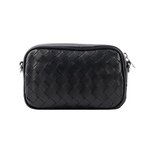 BOTTEGA VENETA Intrecciato 小牛皮編織迷你相機包/黑色, , large