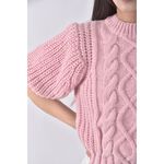 (S) honey koko韓牌質感圓領粉色長袖上衣二手衣, , large