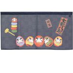 日本製【コスモ】短門簾《達摩七福神》幸運藍, , large