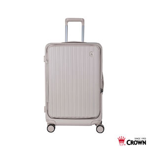 【CROWN 皇冠】C-F5278H-26吋前開框架拉桿箱-燕麥奶