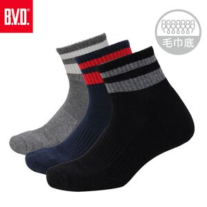 【BVD】單色雙配條1/2氣墊男襪-B280 男襪 短襪 休閒襪