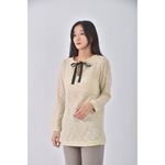 (S) 質感綁帶杏色長袖上衣二手衣, , large
