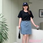 大尺碼-印花 圓領T恤-黑-0101147, , large