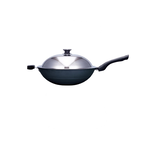 PEARL HORSE Enamel Wok with Lid – 33cm, Single Handle – JA-A-012-033, , large