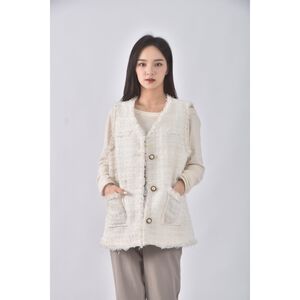 (S) fashion小香風質感背心白色外套二手衣