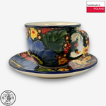 【SOLO Vintage】Cerraf Polish Pottery 200ml Coffee Cup + Saucer Set Where Flowers Bloom Deeply Series Made in Poland, , large