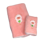 12生肖 珊瑚絨毛巾浴巾 【粉色/藍色】彩色刺繡 牛年 毛巾 3秒瞬吸 活性印染 掛耳設計 十二生肖 生肖, , large
