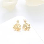 【Angel & Me】Love Lotus s925 sterling silver 24k gold plated earrings gift, , large