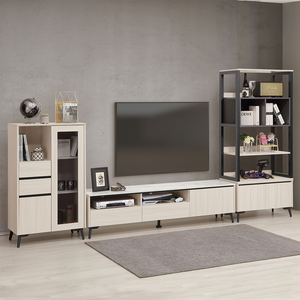 【Homelike】喜家居客廳視聽三件組(半高櫃+電視櫃+高櫃)(2542)