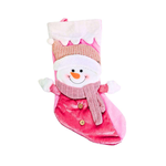摩達客耶诞-夢幻聖誕雪人絨布粉紅聖誕襪, , large
