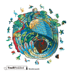  [Brick Republic]YouRPUZZLE Round Peacock – Irregular Wooden Puzzle (Certified), , large
