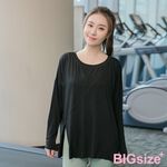 大尺碼-瑜珈 健身 跑步長袖T恤-黑/紫/粉-0101333, , large